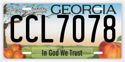 GA license plate CCL7078