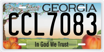 GA license plate CCL7083