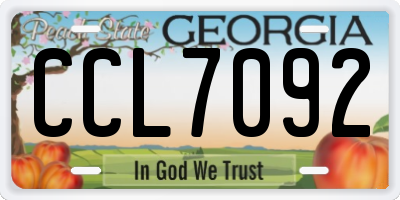 GA license plate CCL7092