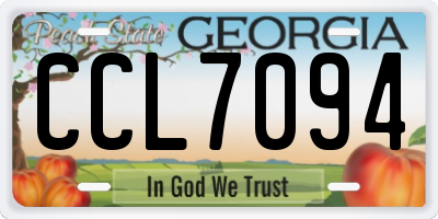 GA license plate CCL7094