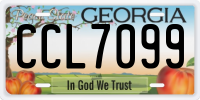 GA license plate CCL7099