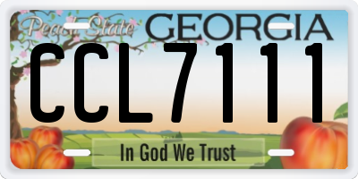 GA license plate CCL7111