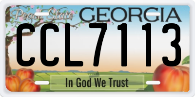 GA license plate CCL7113