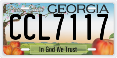GA license plate CCL7117