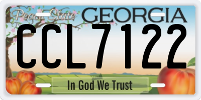 GA license plate CCL7122