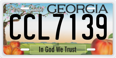 GA license plate CCL7139