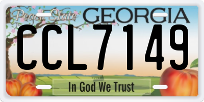 GA license plate CCL7149
