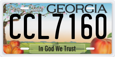 GA license plate CCL7160