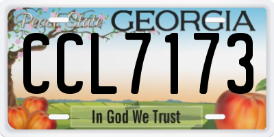 GA license plate CCL7173