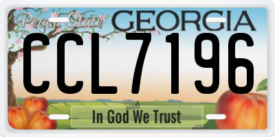 GA license plate CCL7196