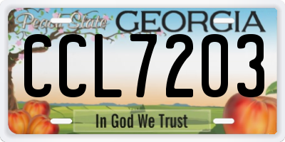GA license plate CCL7203