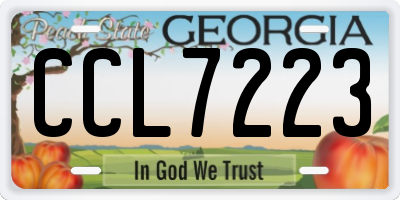 GA license plate CCL7223