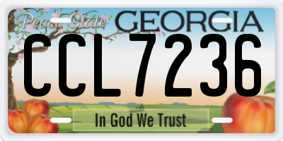 GA license plate CCL7236