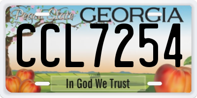 GA license plate CCL7254