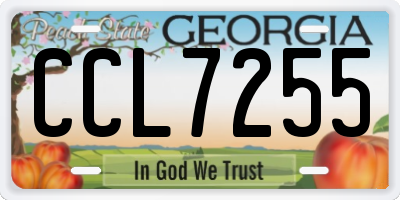 GA license plate CCL7255
