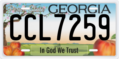 GA license plate CCL7259