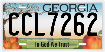 GA license plate CCL7262