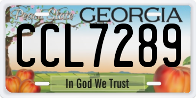 GA license plate CCL7289