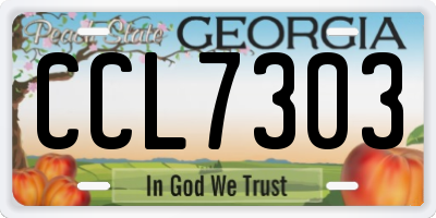 GA license plate CCL7303