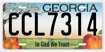 GA license plate CCL7314