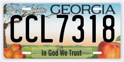 GA license plate CCL7318