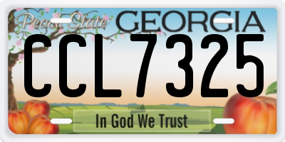 GA license plate CCL7325