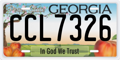 GA license plate CCL7326