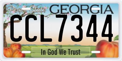 GA license plate CCL7344