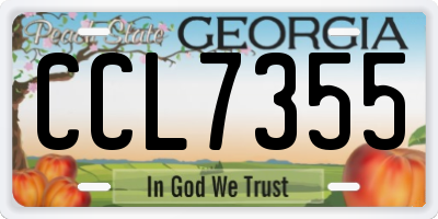 GA license plate CCL7355