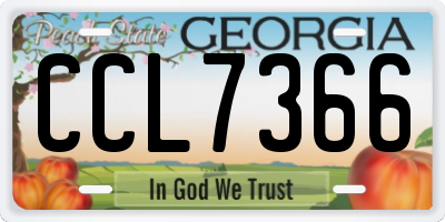 GA license plate CCL7366