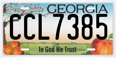 GA license plate CCL7385
