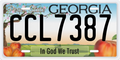 GA license plate CCL7387