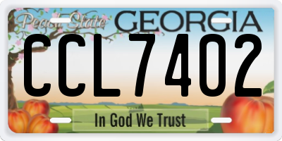 GA license plate CCL7402
