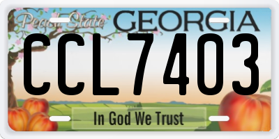 GA license plate CCL7403