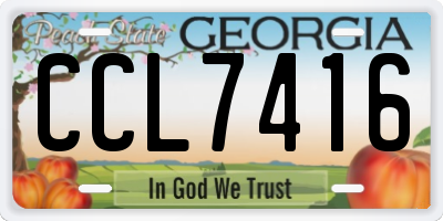 GA license plate CCL7416