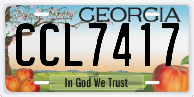 GA license plate CCL7417