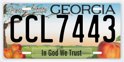 GA license plate CCL7443