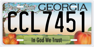 GA license plate CCL7451