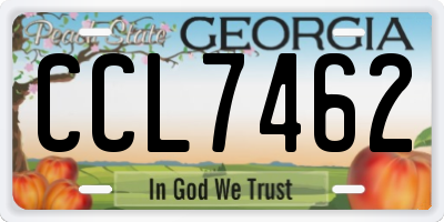 GA license plate CCL7462