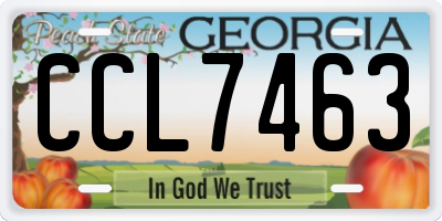 GA license plate CCL7463