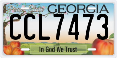 GA license plate CCL7473