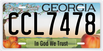 GA license plate CCL7478