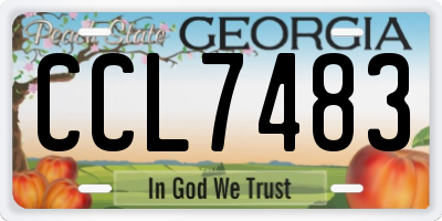 GA license plate CCL7483