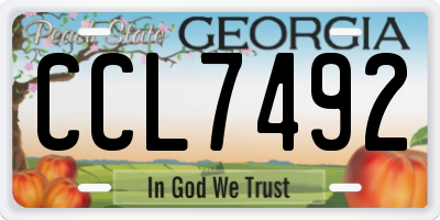 GA license plate CCL7492