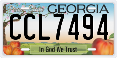 GA license plate CCL7494
