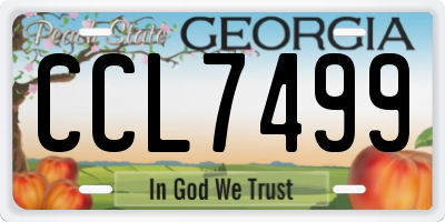 GA license plate CCL7499