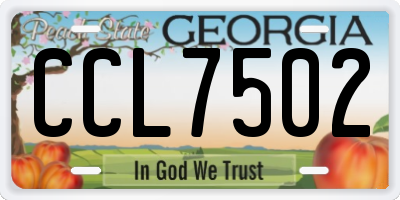 GA license plate CCL7502