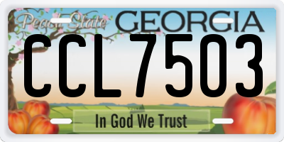 GA license plate CCL7503