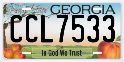GA license plate CCL7533