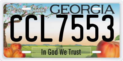 GA license plate CCL7553